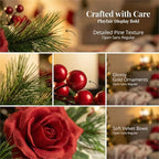 MOYEE Christmas Candle Holder Wreath Single 14 inch, Christmas Candle Ring - Image 2