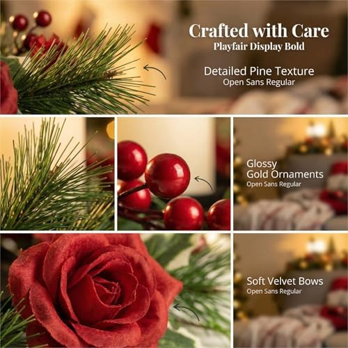 MOYEE Christmas Candle Holder Wreath Single 14 inch, Christmas Candle Ring - Image 2