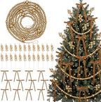 WinnerWhy 49 Pcs Christmas Garland Set, Wood Bead Holly Berry Velvet Bows by WinnerWhy