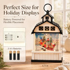 Christmas Snow Globe Lantern, 11 Inch Barn with Santa & Reindeer Harvest - Image 6