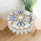 Happy Hanukkah Jewish Chanukah Holiday Tablecloths Round Tablecloth Waterproof Table Cloth Stain-Resistant for Party Decoration 60 Inches by Unknown