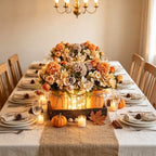 Mason Jar Centerpiece with Wood Tray – 3 Jars Orange & Beige Chamomile - Image 4