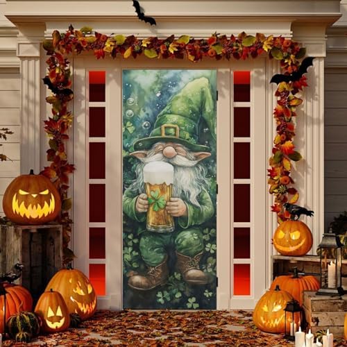 Gnome Beer St Patrick's Day Door Cover Decoration, Party Accessory Porch Decor for Festive Ornament Room Door Covers 35 x 79 Inch - Image 5