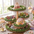 Wenqik 4 Tier Wooden Wedding Cupcake Stand Dessert Display, Offset Tiered by Wenqik