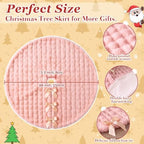 JOVIPOP Christmas Tree Skirt, 48-Inch Baby Pink Faux Fur Decor - Image 2