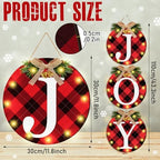 Blosssound 3 Pcs Lighted Christmas Front Door Decor, Buffalo Plaid - Image 3