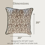 Palm & Loom 100% Cotton Linen Cushion Cover - Aira Decorative Throw Pillow Case with Moss Green & Brown with Piping - Modern Traditional Living Room, Bedroom Pillow Cover (Kavi, 20" x 20" (Pack of 1)) - Image 3
