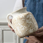 Ceramic Vintage Vase, Utensil Holder, Brown Decorative Flower Vase Chinoiserie Decor Rustic Farmhouse Retro Floral Vases for Table Bookshelf Mantel Kitchen Living Room Office - 6.7” Brown 016 - Image 3