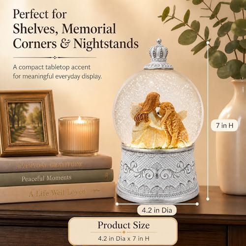 Dog Memorial Gifts for Loss of Dog Sympathy Gift, Snow Globe with Auto Swirling Glitter & 6H Timer, Battery or USB Powered, Dog Passing Away Gifts for Home Decor - Image 6