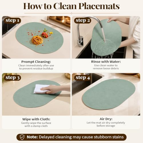 Homaxy Oval Heat Resistant Placemats Set of 8, Green - Image 6