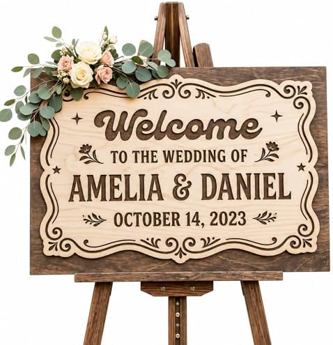 Personalized Country Garden Wedding Welcome Sign - Custom 3D Wood Ceremony Entrance & Reception Board for Rustic Barn, Estate or Backyard Venue - Multiple Sizes by AydansUniqueFinds