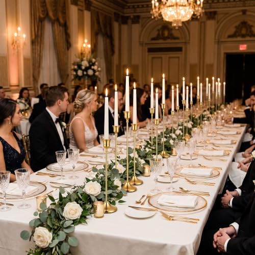 36 Pack Gold Taper Candle Holders, Bulk Metal Candlestick Holders in 3 Heights for Wedding Table Centerpieces, Receptions, Parties, Dining Tables and Home Decor - Image 7