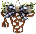 Wood front door sign Wood sign Home decor Welcome sign Sign for front door House warming gift Wedding gift (Cow Head-DS072(NC) No Round, 22" Width) by Unknown