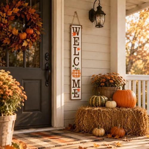One-Piece Reversible Fall Christmas Welcome Sign, Porch Decor - Image 7