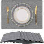 homing Faux Cotton Linen Placemats Set of 8, Cloth Dining Table Mats by homing