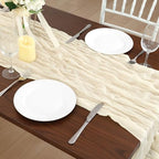 10 Pack Ivory White Cheesecloth Table Runner 120 Inch Boho Wedding Decor - Image 7