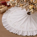 48 Inches Pearl Christmas Tree Skirt Plush Christmas Velvet Tree Skirt with Pearl Bow White Ruffle Edge Handmade Mat for Xmas Holiday Winter Party Decorations by Unknown