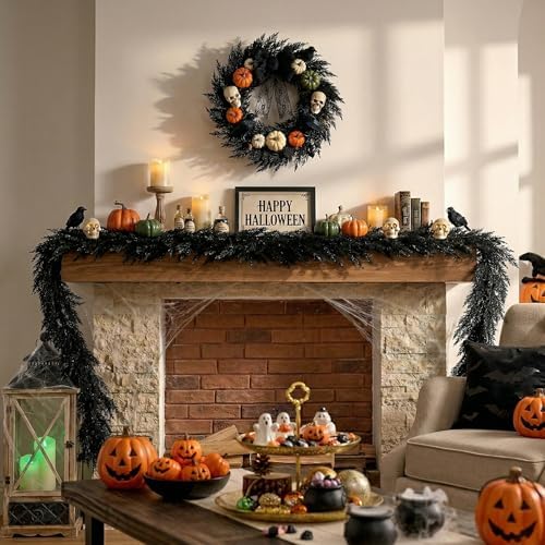 Valery Madelyn 9ft Artificial Norfolk Pine Halloween Garland for Mantle - Image 2