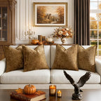 a moment Throw Pillow Covers 24X24 Inch 4 Packs,Soft Velvet Decorative Pillow Cases with 3D Ice Flower,Texture Modern Accent Cushion Covers for Sofa Couch Home Decor Golden Brown - Image 5