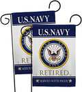 US Navy Retired Garden Flag - 2pcs Pack Armed Forces USN Seabee United State American Military Veteran Retire Official - House Decoration Banner Small Yard Gift Double-Sided Made in USA 13 X 18.5 by Breeze+Decor