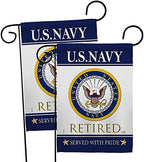 US Navy Retired Garden Flag - 2pcs Pack Armed Forces USN Seabee United State American Military Veteran Retire Official - House Decoration Banner Small Yard Gift Double-Sided Made in USA 13 X 18.5 by Breeze+Decor
