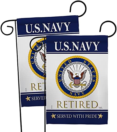 US Navy Retired Garden Flag - 2pcs Pack Armed Forces USN Seabee United State American Military Veteran Retire Official - House Decoration Banner Small Yard Gift Double-Sided Made in USA 13 X 18.5 by Breeze+Decor