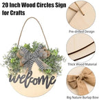 6 Pcs 20 Inch Wood Circles for Crafts Unfinished Round Wood Discs Blank Wooden Rounds Slices Round Wooden Door Hanger Signs with Bows, Twine and Glue Points for DIY Craft Holiday Decor,5 mm Thick - Image 3