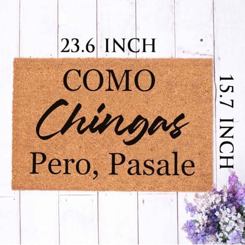 Coir Doormat 'Como Chingas Pero Pasale' - 23.6 x 15.7 Inch, Water-Resistant, Machine Made, Low Pile, Rustic Style - Image 3