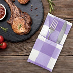 Cupuamon Buffalo Plaid Table Napkins Set of 100, 17x17 inch, Lavender and White, Polycotton Blend, Plaid Pattern - Image 6