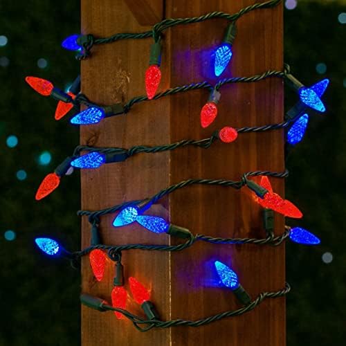 Novelty Lights 24FT 70 LED C6 LED Christmas String Lights, Red & Blue - Image 3