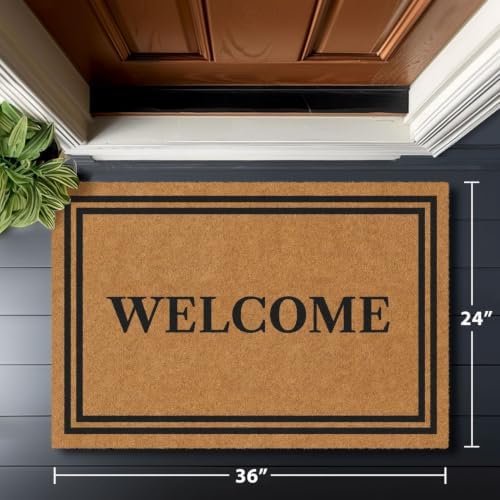 Barnyard Designs Natural Coco Coir Non-Slip Doormat (24x36, Welcome) - Image 2