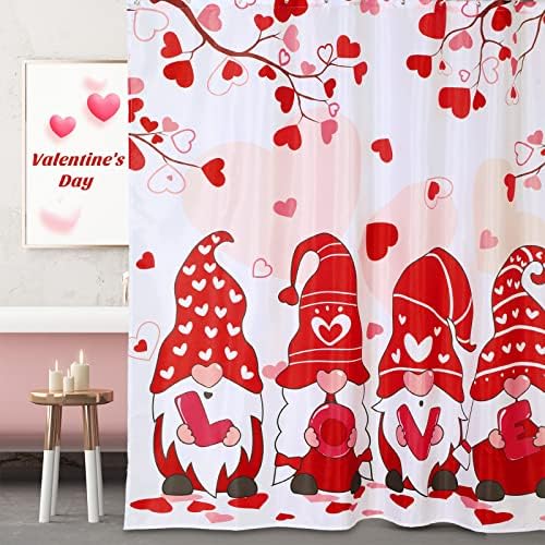 Remerry 3 Pcs Easter Shower Curtain for Bathroom Decor with Hooks St Patrick's Day Valentine's Day Holiday Shower Curtains Set,71 x 71 Inch,Waterproof Fabric Bathtub Bathroom Decor(Gnome Style) - Image 4