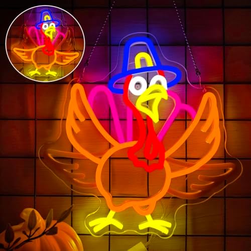 Thanksgiving Turkey Neon Sign Animated Turkey Flapping Wing Decor - Image 4