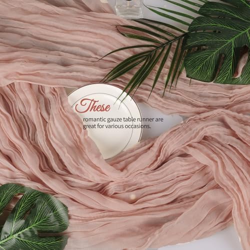 12 Pcs Dusty Pink Cheesecloth Table Runner 10Ft, Gauze Table Runners 21.5 x 120 inch,Semi Sheer Cheese Cloth Fabric Runner Bulk for Wedding,Party,Baby Shower,Bridal Shower - Image 5