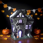Sheaifun Halloween Village Houses Haunted House Figurine Indoor Resin Colorful Lights Spooky Halloween Houses Table Decor Scary Gothic Party Decorations and Mantel Decor 8x4.25x9.5 Inch - Image 3
