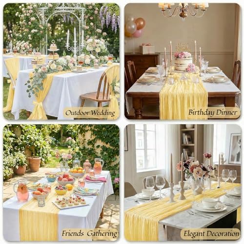 12Pack Light Yellow Cheesecloth Table Runners 10FT Table Runner - Image 4
