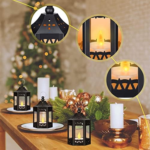 Hortsun 20 Pcs Mini Vintage Lanterns Decorative with LED Candle,Black - Image 5