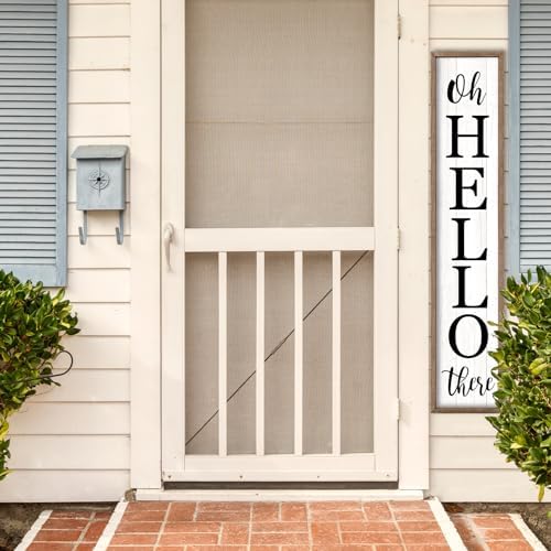 Oh Hello There Outdoor Welcome Sign, 45"X9", Wood White - Image 4