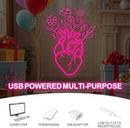 Blooming Anatomical Heart Neon Sign for Bedroom Gothic Floral Wall Decor - Image 4