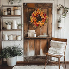 Artificial 20 Inch Autumn Front Door Wreath with Pumpkin Hydrangea Berry Maple Leaves - Fall Farmhouse Orange Wreath for Home Wall Window Harvest Festival Thanksgiving Indoor Outdoor - Image 5