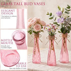 Set of 12 Pink Glass Bud Vases for Centerpiece, Assorted - Image 2