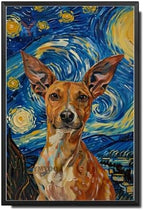 Metal Sign Tin Sign Vintage Wall Art Basenji Night Watch Playful Basenji in A Starry Canvas for Home Den and Art Enthusiasts Waterproof Aluminum 12×16 Inches with Metal Frame by YmyooForTinSign