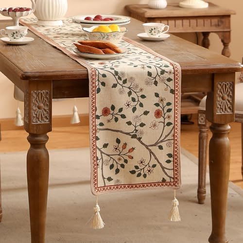 ISAENNE Designer French Linen Table Runner,71"x12"-Flora A - Image 2