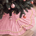 Arrowbash Pink 48 Inch Christmas Tree Skirt Velvet Scallop Ddge by Arrowbash