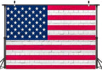Independence Day Photo Backdrop 10 x 8 ft Large Patriotic American Flag Brick Wall Background 4th of July Decorations for Home Outdoor Banner Polyester - Image 6