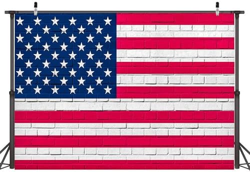 Independence Day Photo Backdrop 10 x 8 ft Large Patriotic American Flag Brick Wall Background 4th of July Decorations for Home Outdoor Banner Polyester - Image 6