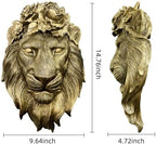 GUSFREUD Gold Animal Heads Sculptures Wall Art - Resin Faux Lion for Home Wall Decor, Lion Wall Hanging Decoration for Living Room, Bedroom & Kitchen, Unique Gift Idea - Image 3