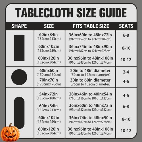 Rectangle Halloween Tablecloth 60x120 Inch, Dots Bow Pumpkin Spider Web Bat Table Cloth, Waterproof Wrinkle Resistant Table Cover for Halloween Decorations Decor - Image 7