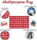 Christmas Red Green White Plaid Rug, 3' x 5' Cotton Hand-Woven Buffalo Check Layered Door Mat for Front Porch, Entryway, Outdoor Holiday Decor, Washable Farmhouse Rug for Home, Patio, Kitchen - Image 3