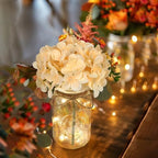 Set of 3 Mason Jar Lights, Champagne Hydrangea Holiday Table Decor - Image 3